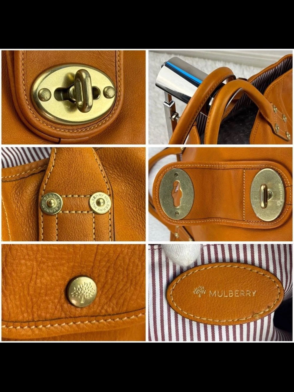 Mulberry Cognac Leather Tote with Gold Hardware - Picture 9 of 11
